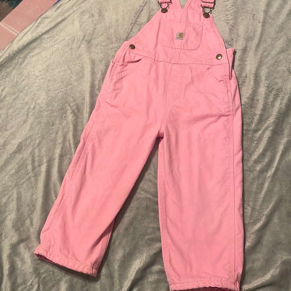3t pink flannel insulated Carhartt bib overalls